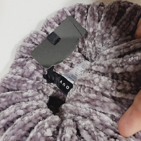 Trouve Dusty Purple Chenille Hat Fingerless Gloves - Picture 2 of 3